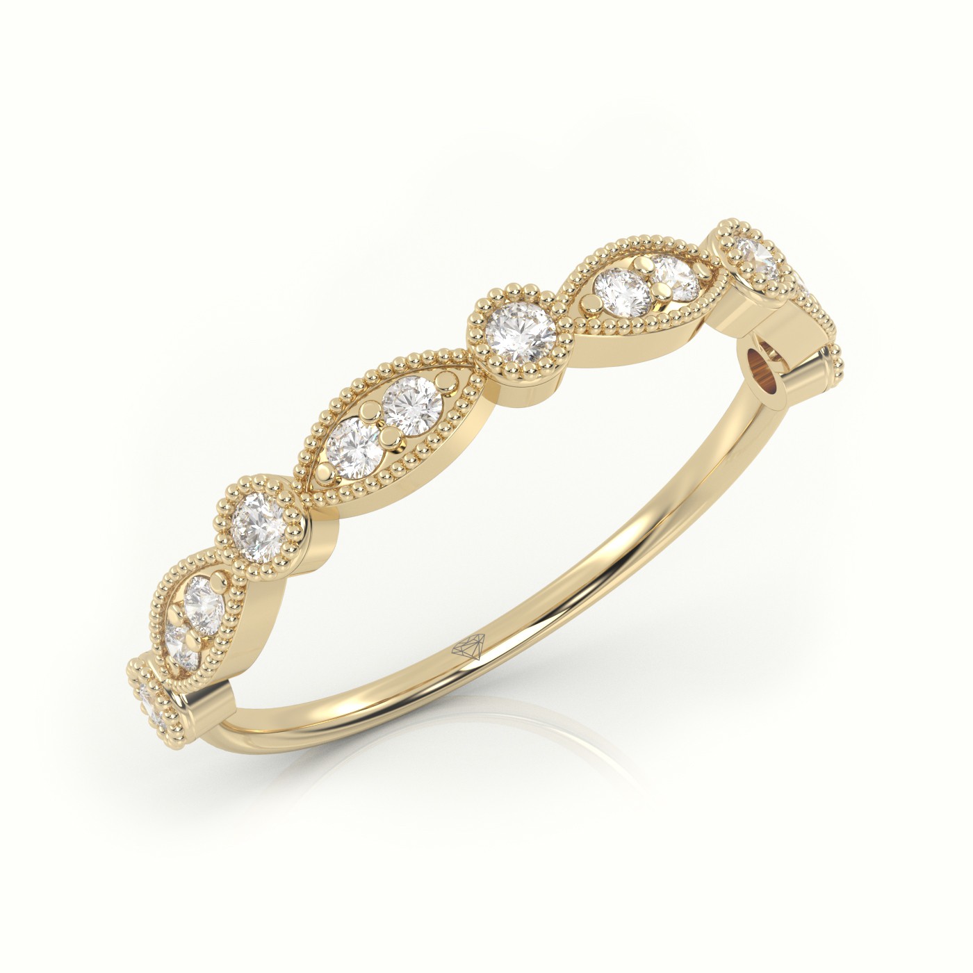 18k yellow gold  round cut diamond infinity style designer ring Photos & images
