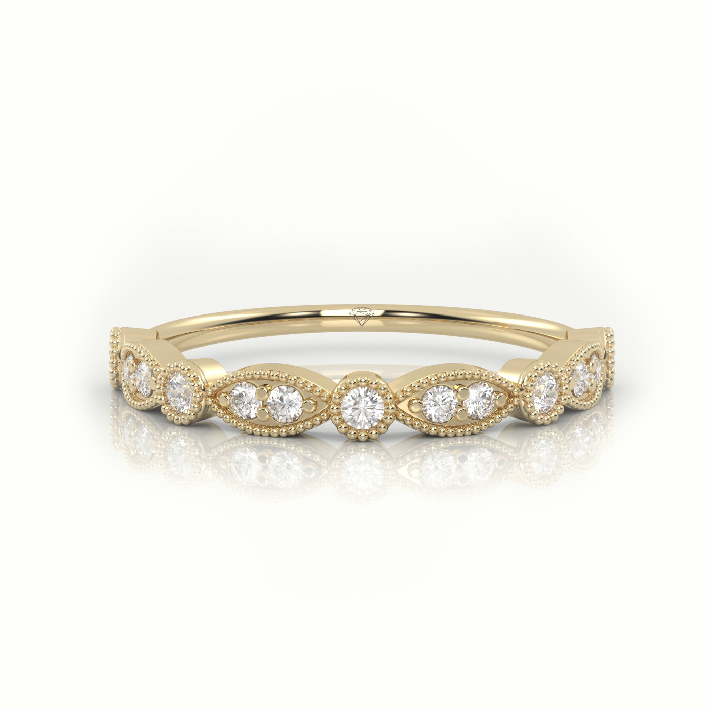 18k yellow gold  round cut diamond infinity style designer ring