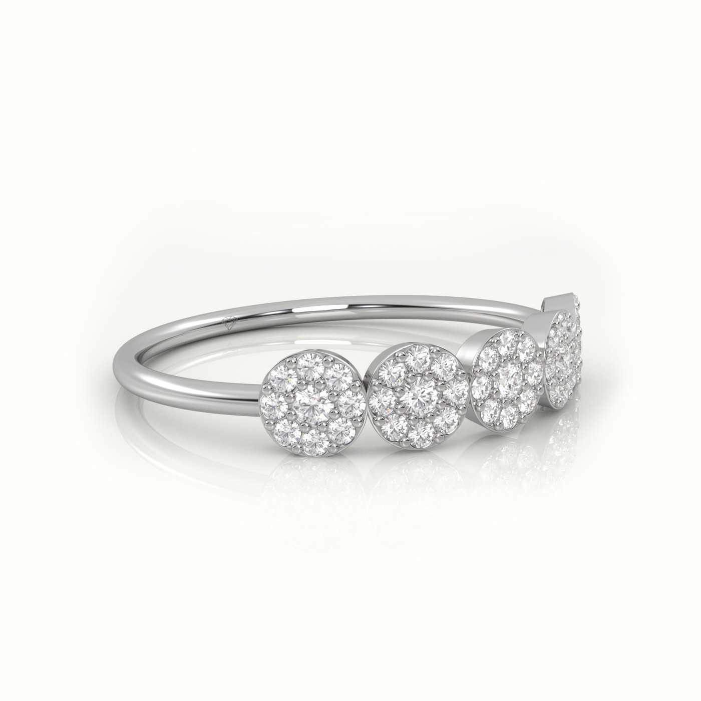 18k white gold  round cut diamond floral halo designer ring Photos & images