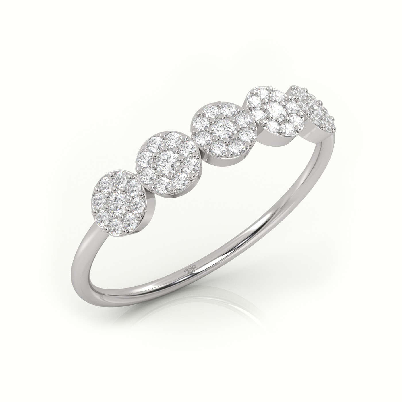 18k white gold  round cut diamond floral halo designer ring Photos & images