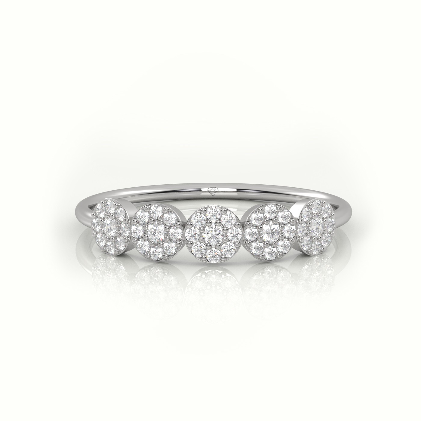 18k white gold  round cut diamond floral halo designer ring