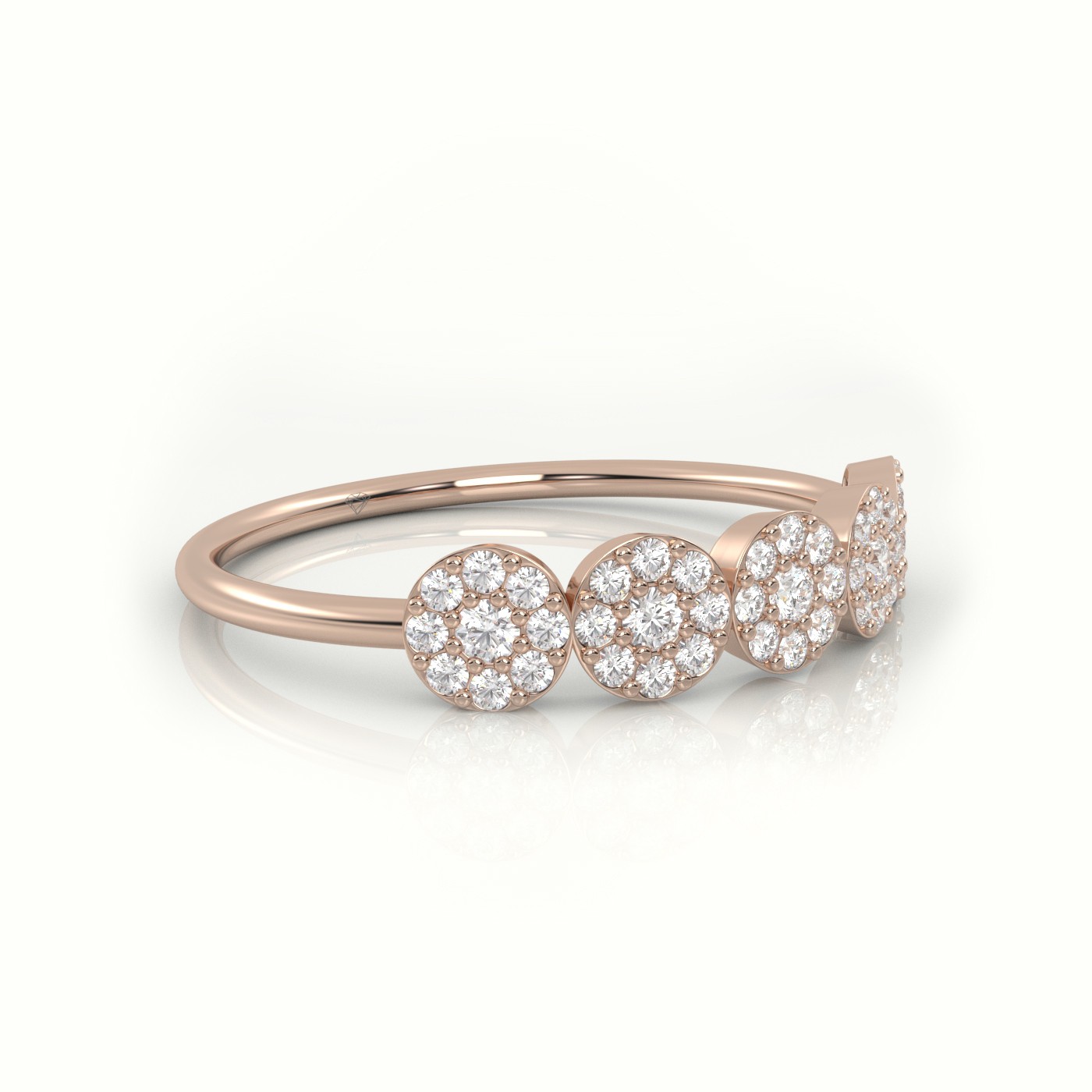 18k rose gold  round cut diamond floral halo designer ring Photos & images