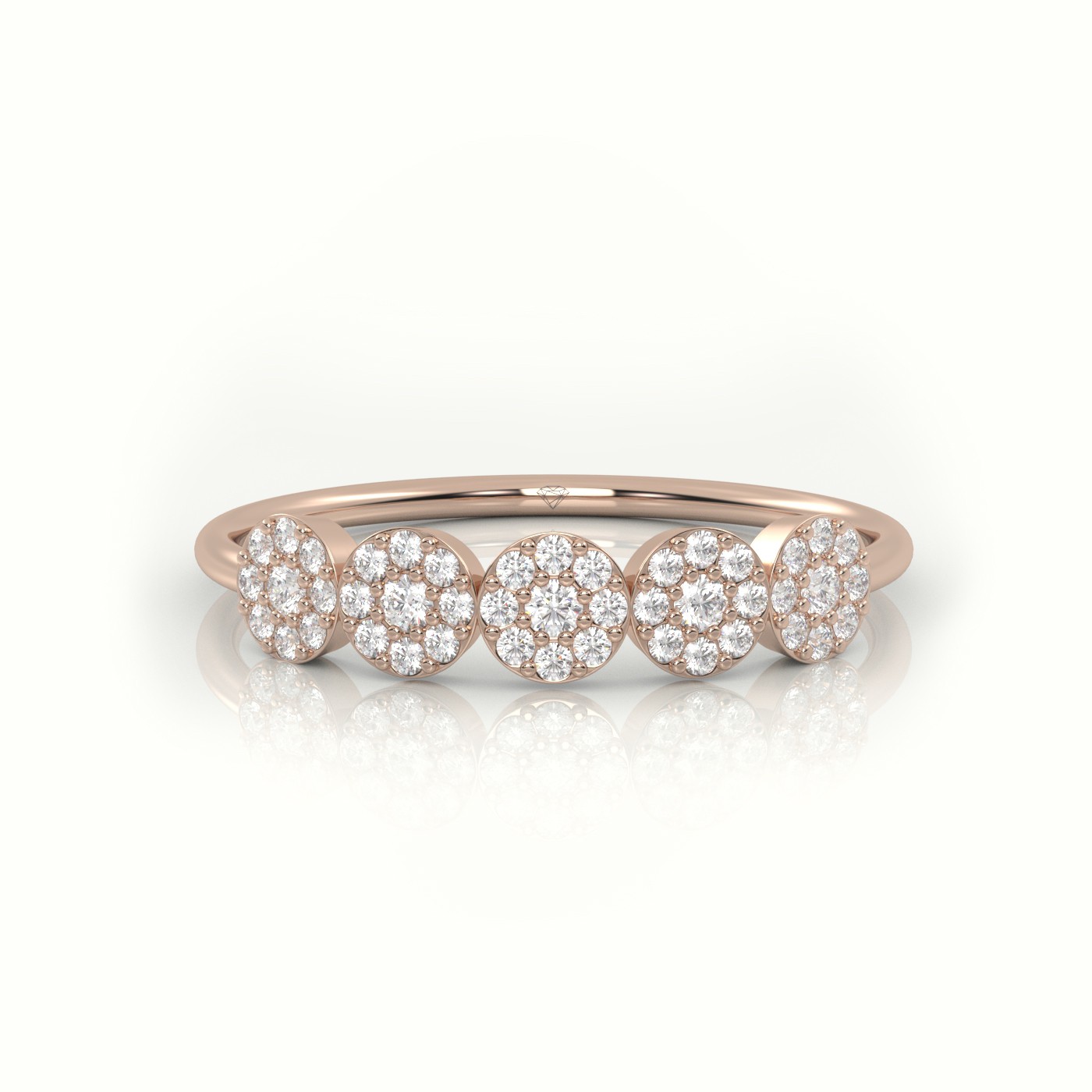18k rose gold  round cut diamond floral halo designer ring