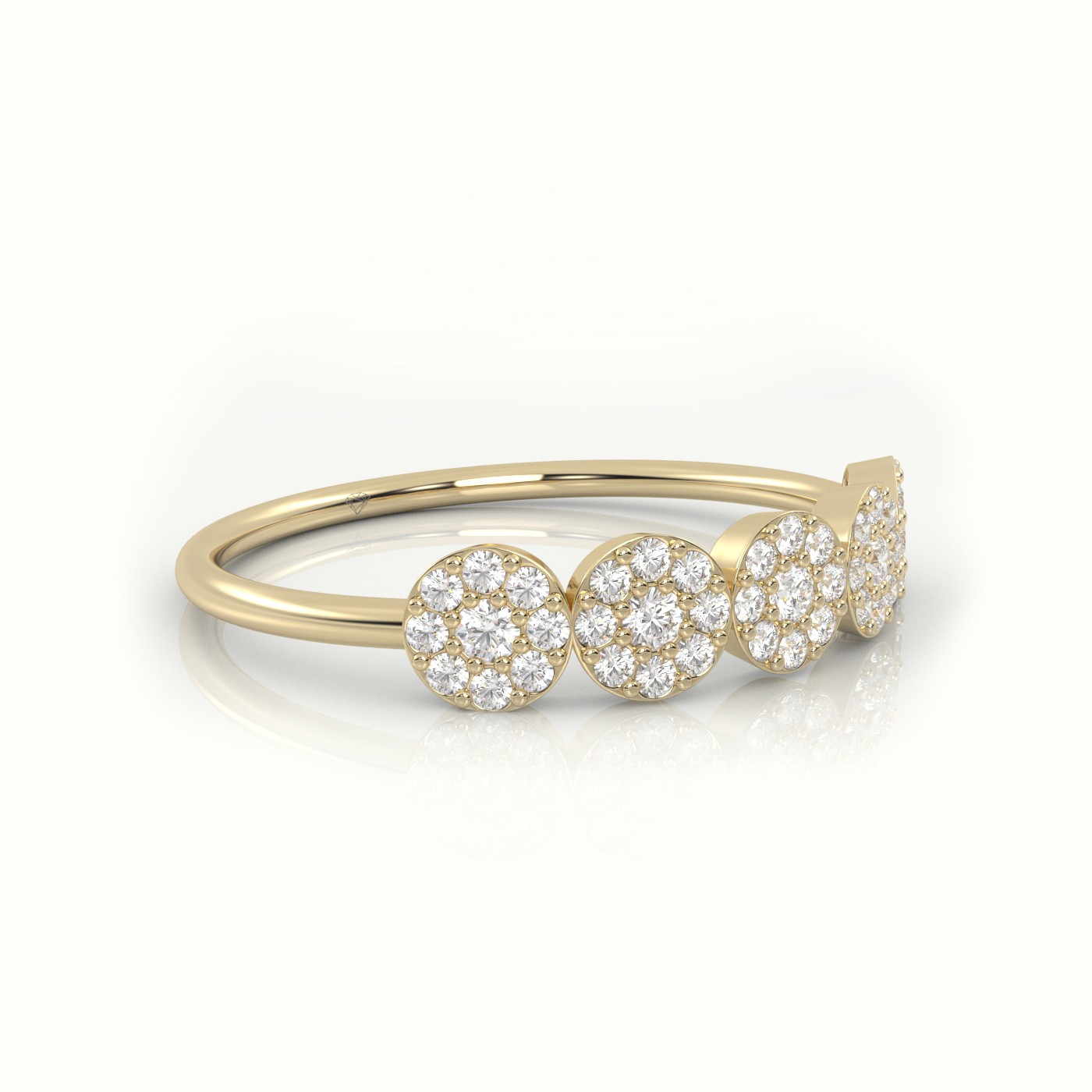 18k yellow gold  round cut diamond floral halo designer ring Photos & images