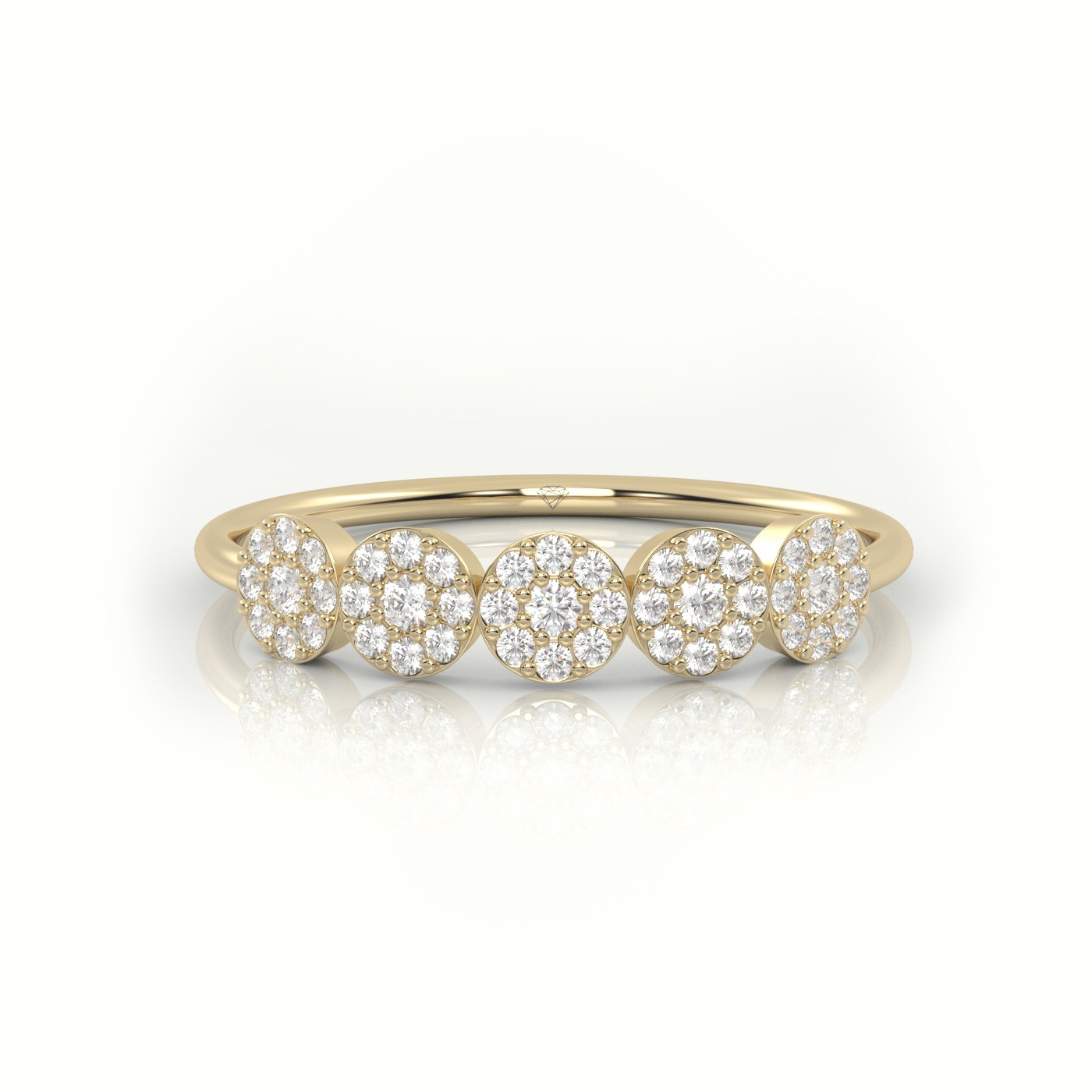 18k yellow gold  round cut diamond floral halo designer ring