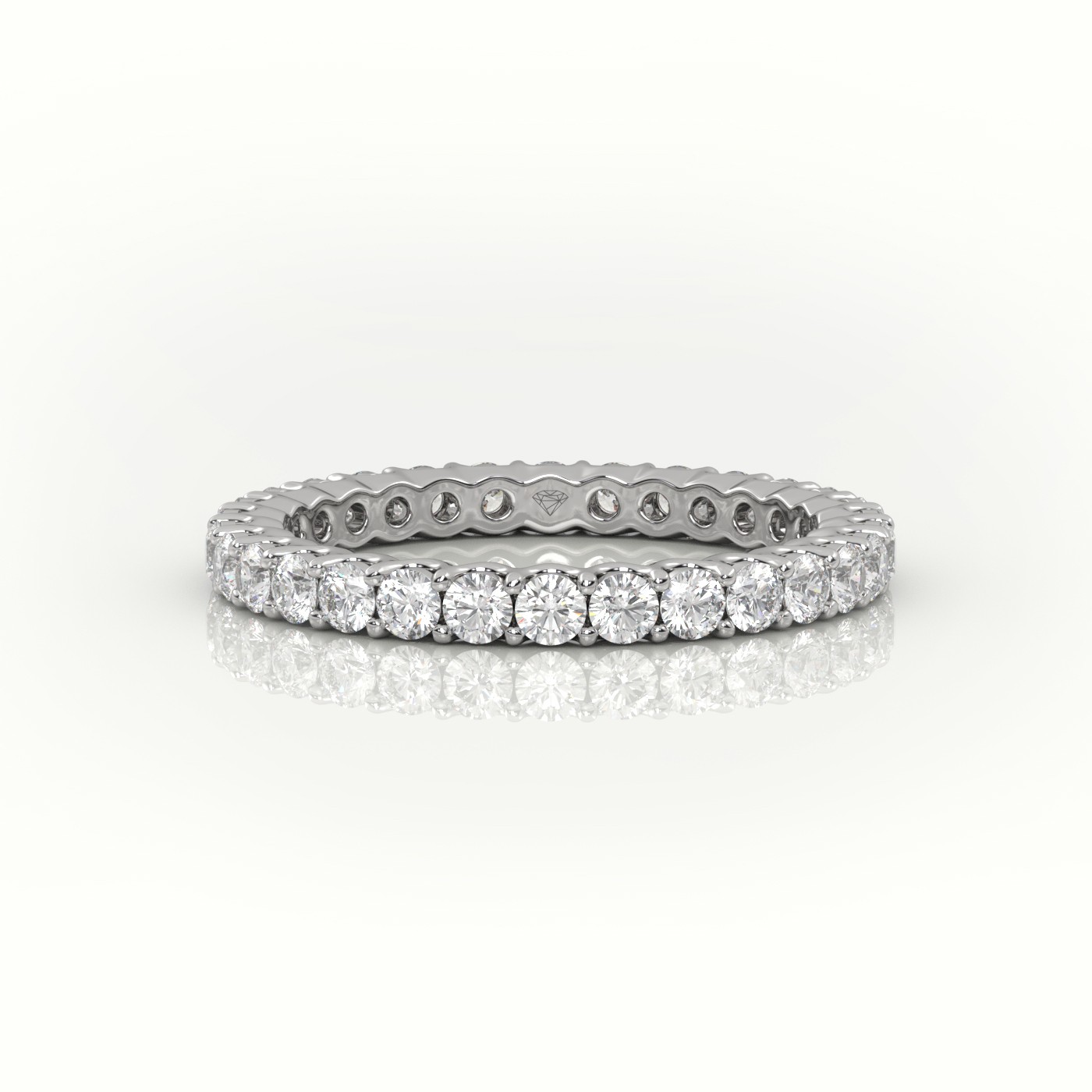 18k white gold  round-cut diamond scallop setting eternity wedding band