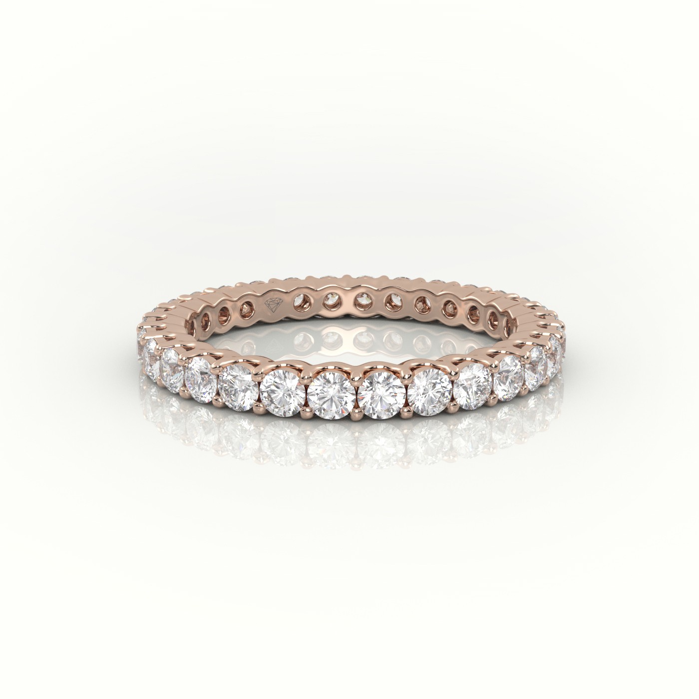 18k rose gold  round-cut diamond scallop setting eternity wedding band Photos & images