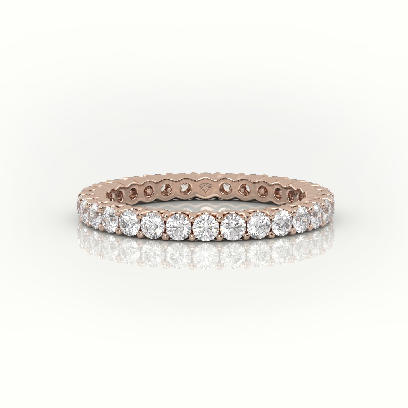 18k rose gold  round-cut diamond scallop setting eternity wedding band