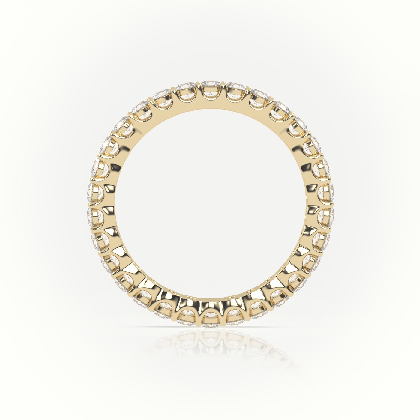 18k yellow gold  round-cut diamond scallop setting eternity wedding band Photos & images