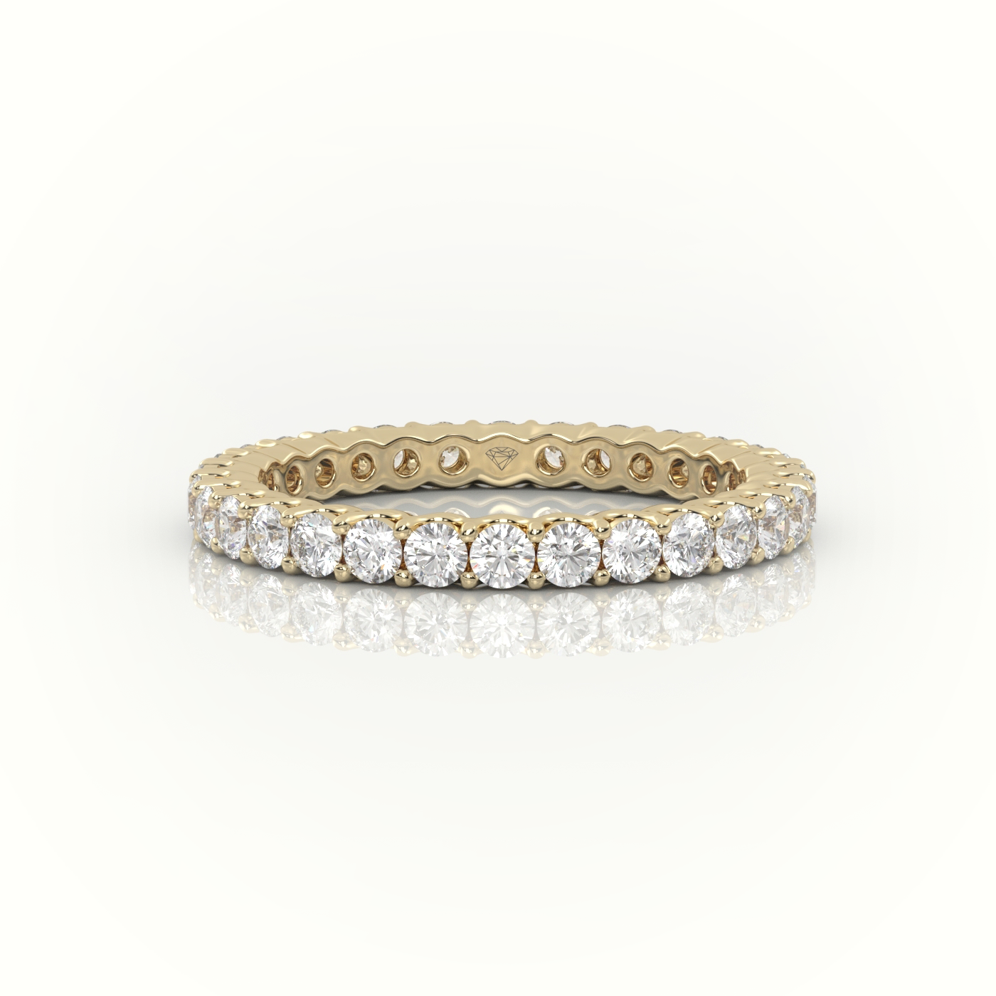18k yellow gold  round-cut diamond scallop setting eternity wedding band Photos & images