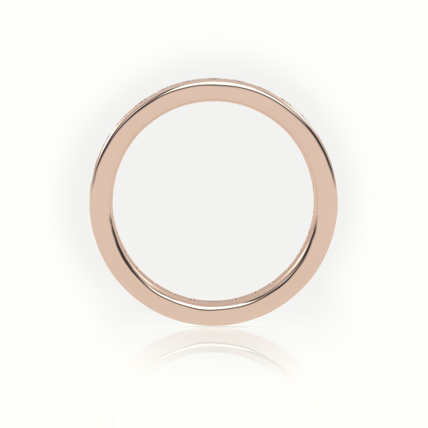 18k rose gold  round cut diamond channel setting eternity wedding band Photos & images