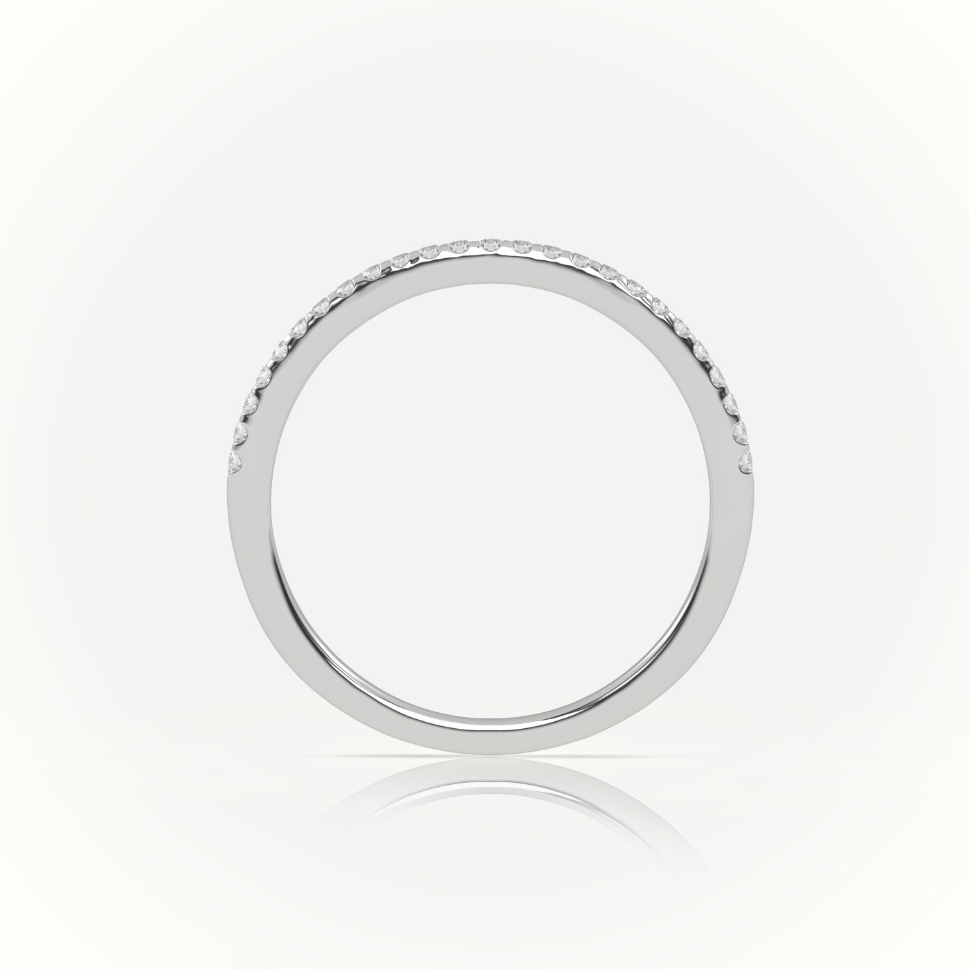 18k white gold  round cut diamond scallop set half eternity band Photos & images