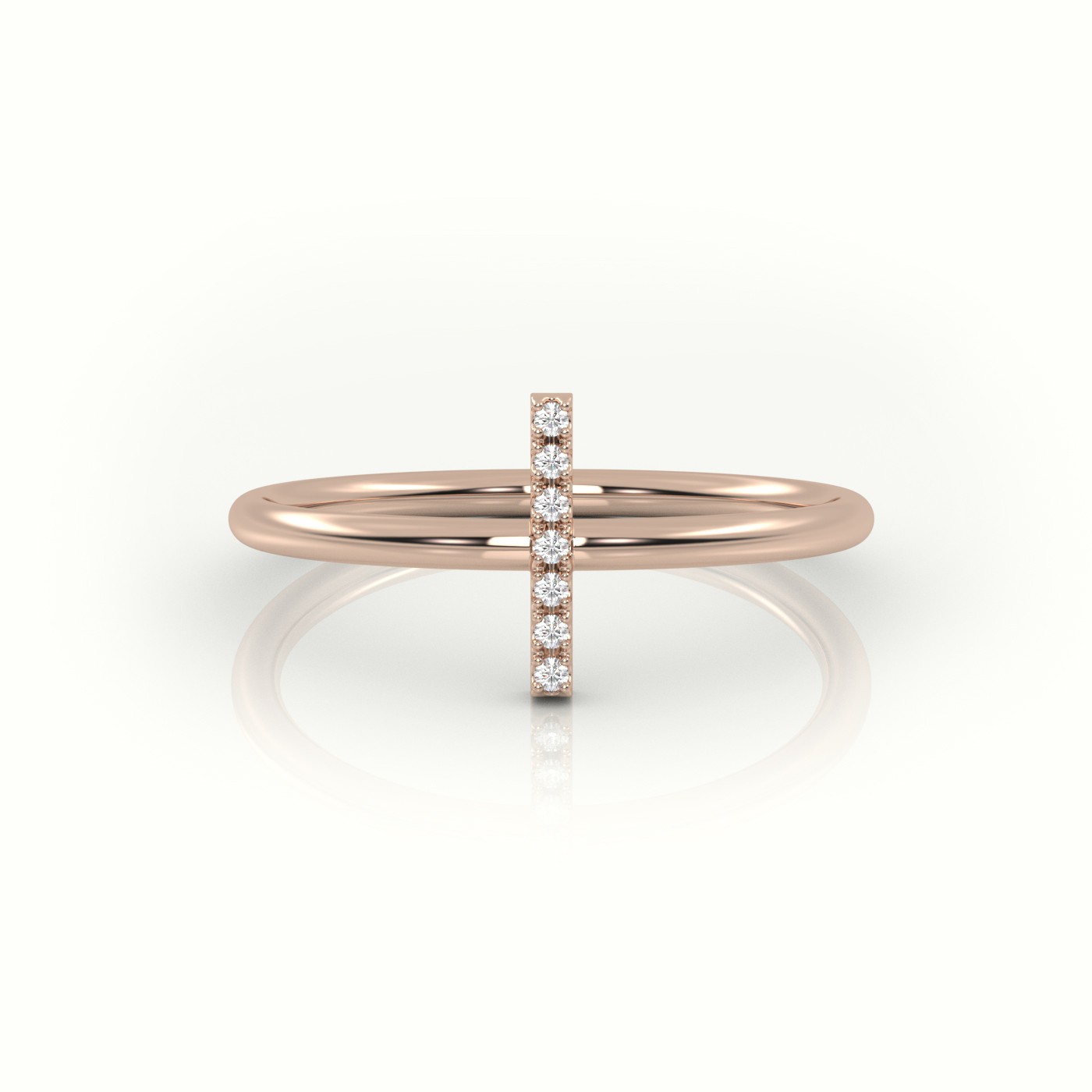 18k rose gold  round cut diamonds “i” initials monogram alphabet ring