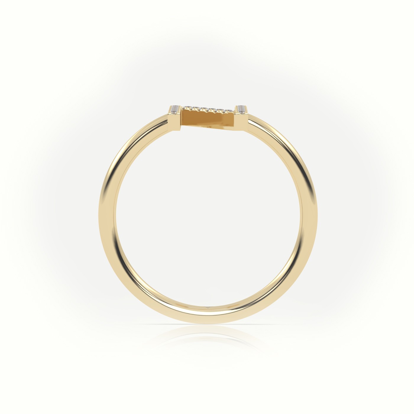 18k yellow gold  round cut diamonds “n” initials monogram alphabet ring Photos & images
