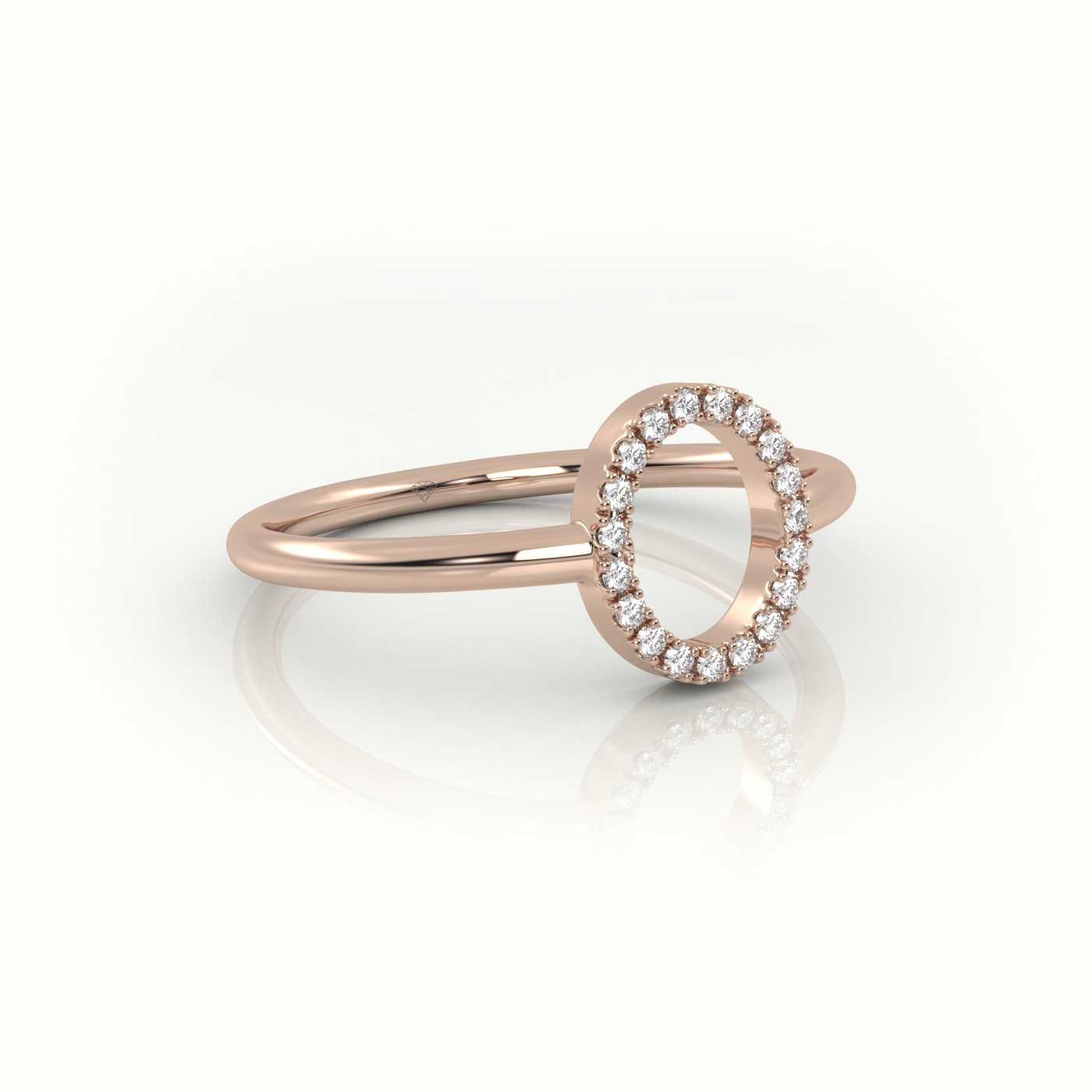 18k rose gold  round cut diamonds “o” initials monogram alphabet ring Photos & images