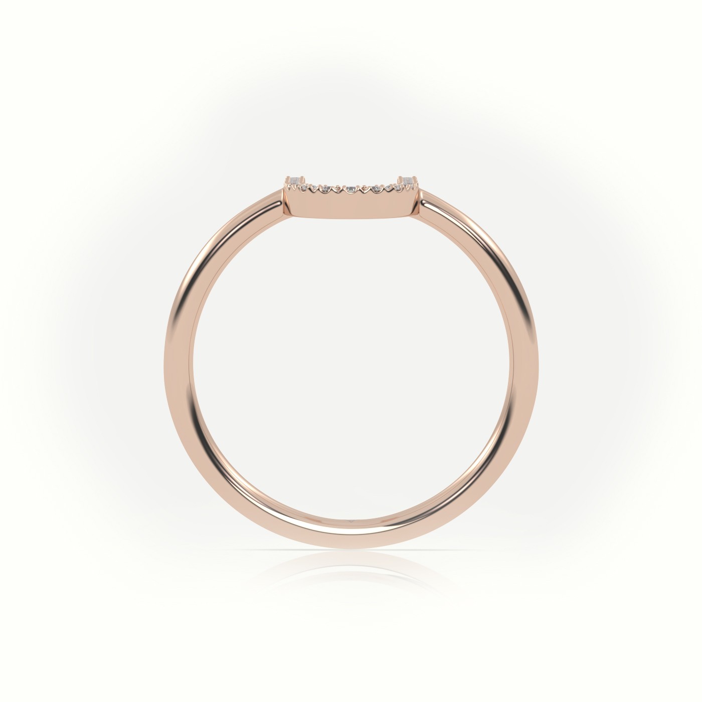 18k rose gold  round cut diamonds “u” initials monogram alphabet ring Photos & images