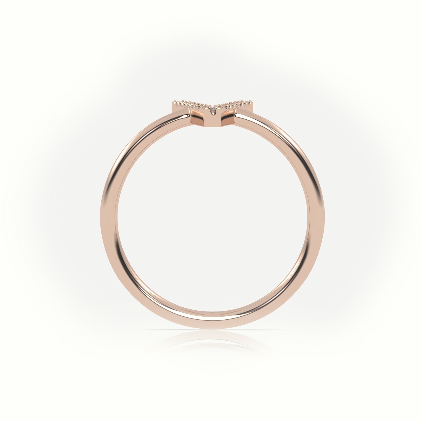 18k rose gold  round cut diamonds “v” initials monogram alphabet ring Photos & images