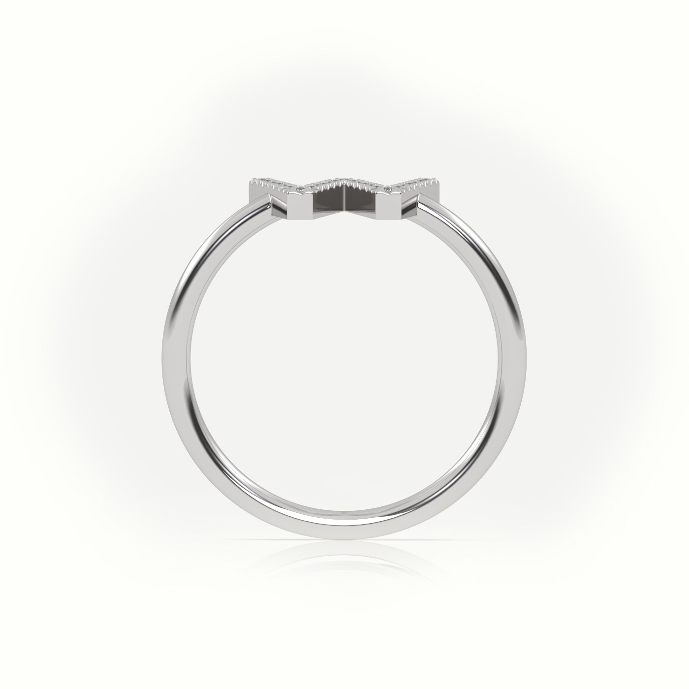 18k white gold  round cut diamonds “w” initials monogram alphabet ring Photos & images