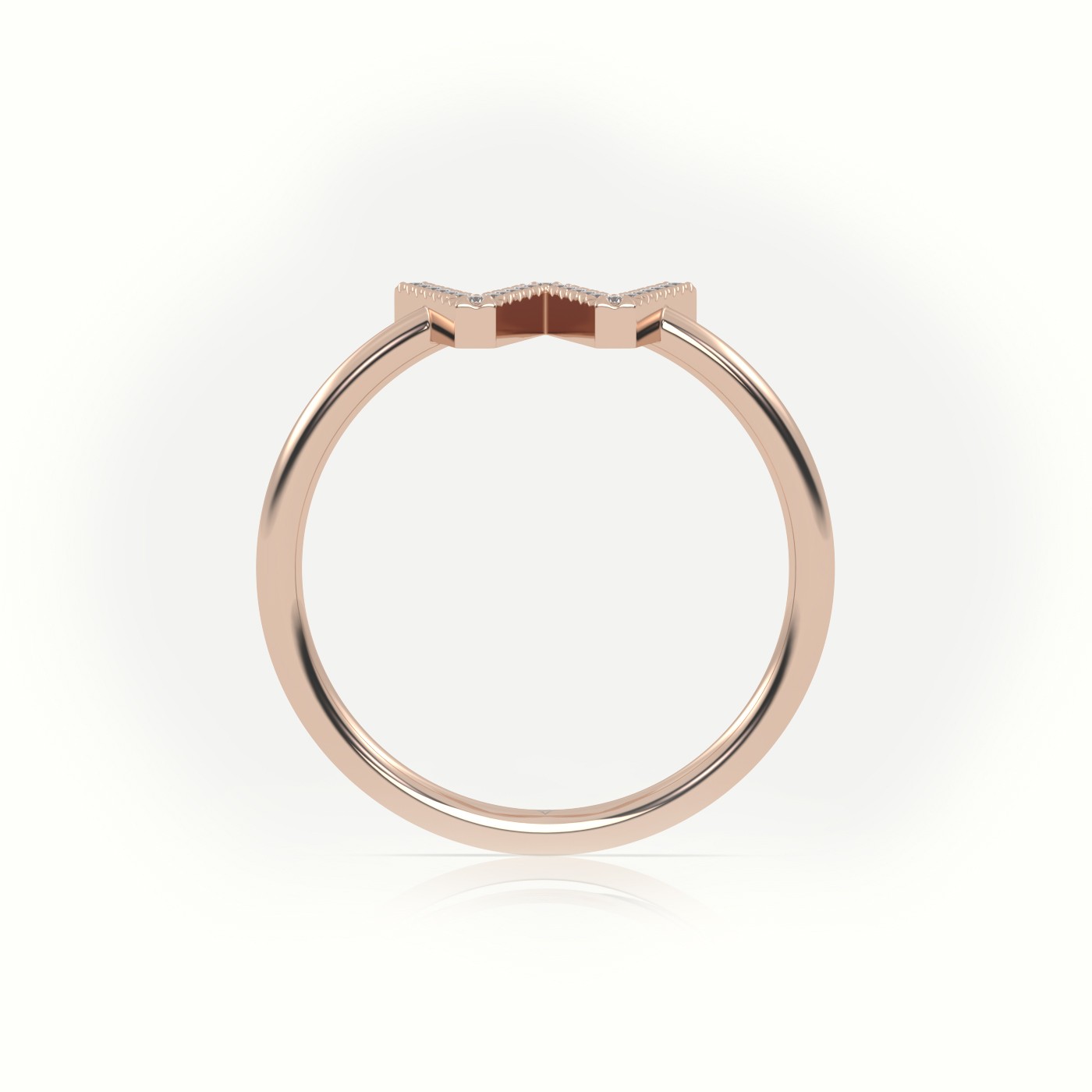 18k rose gold  round cut diamonds “w” initials monogram alphabet ring Photos & images