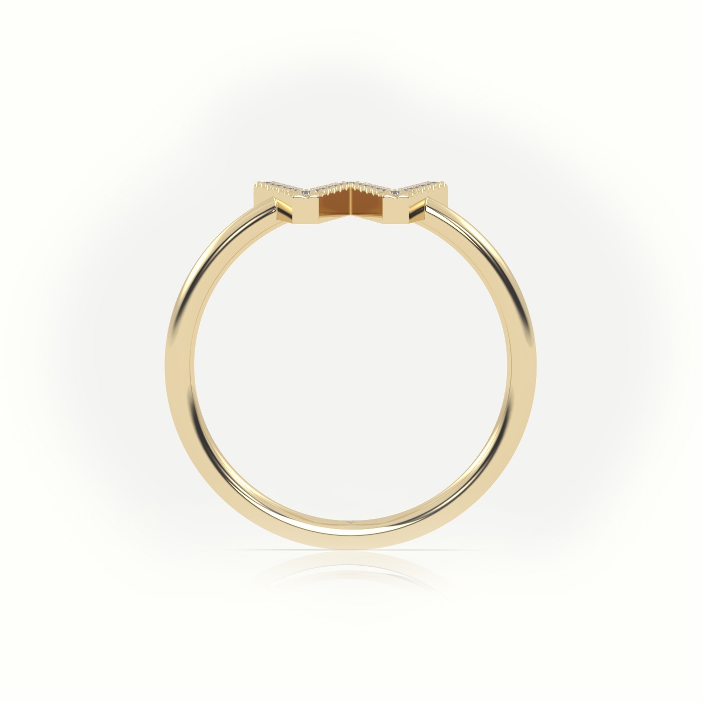 18k yellow gold  round cut diamonds “w” initials monogram alphabet ring Photos & images