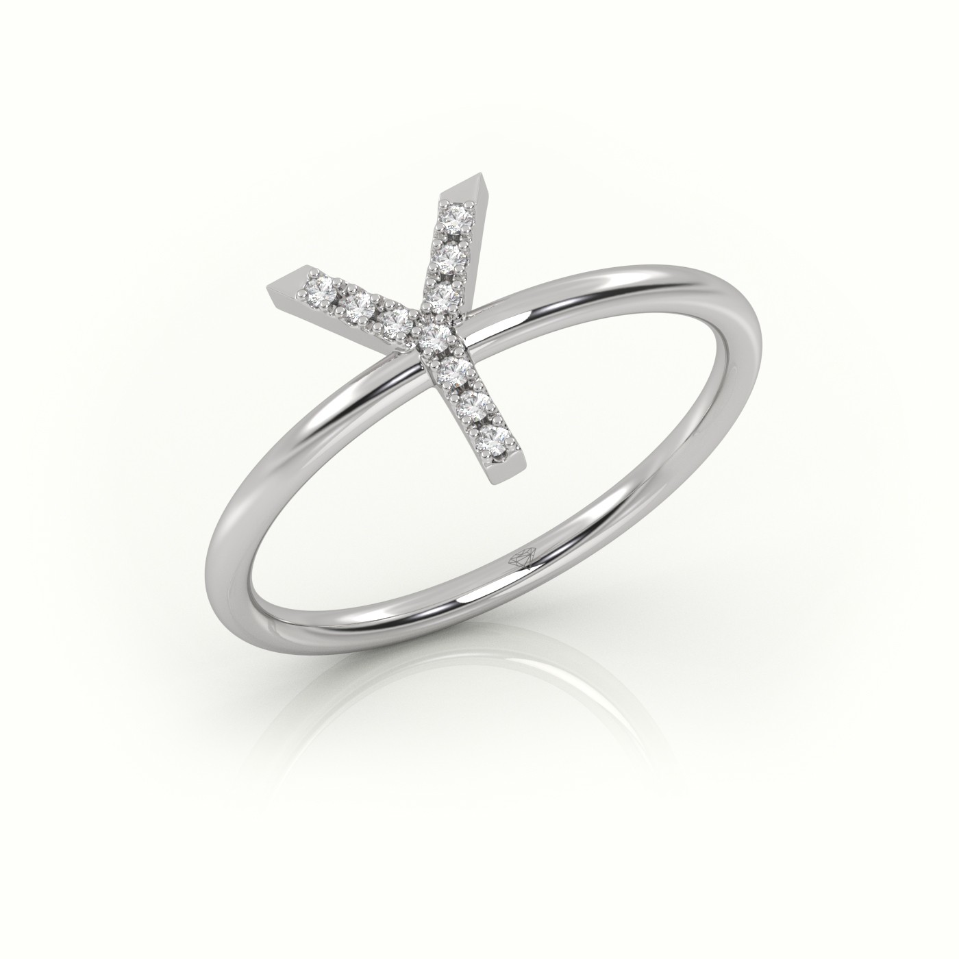 18k white gold  round cut diamonds “y” initials monogram alphabet ring Photos & images