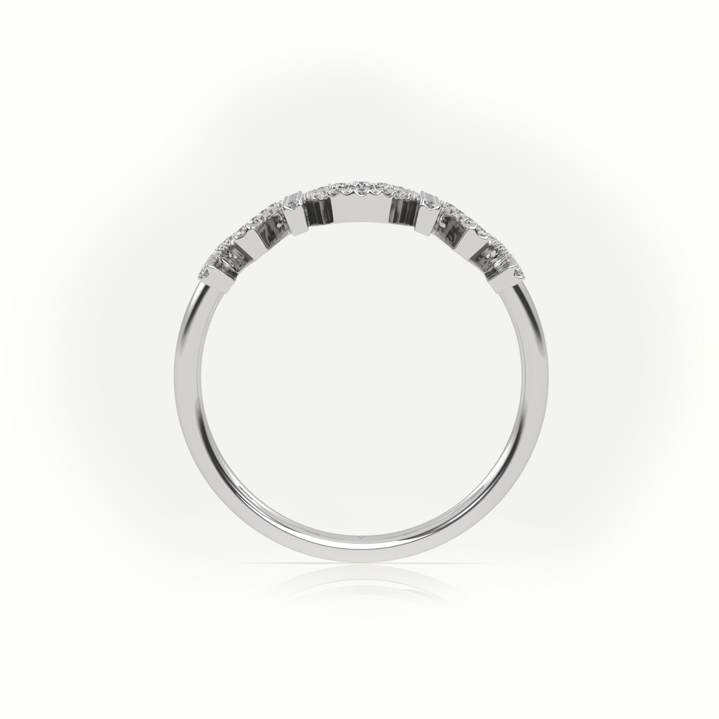 18k white gold  round cut diamonds “mom” customized monogram ring Photos & images