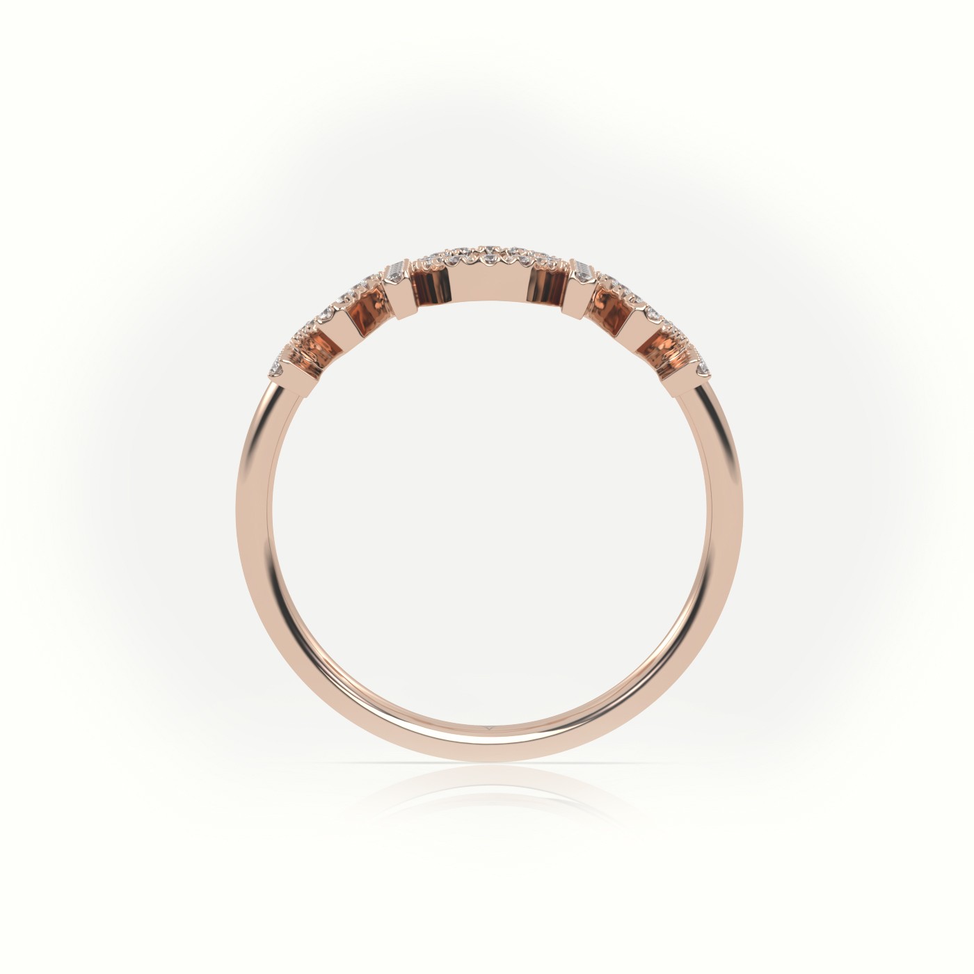 18k rose gold  round cut diamonds “mom” customized monogram ring Photos & images