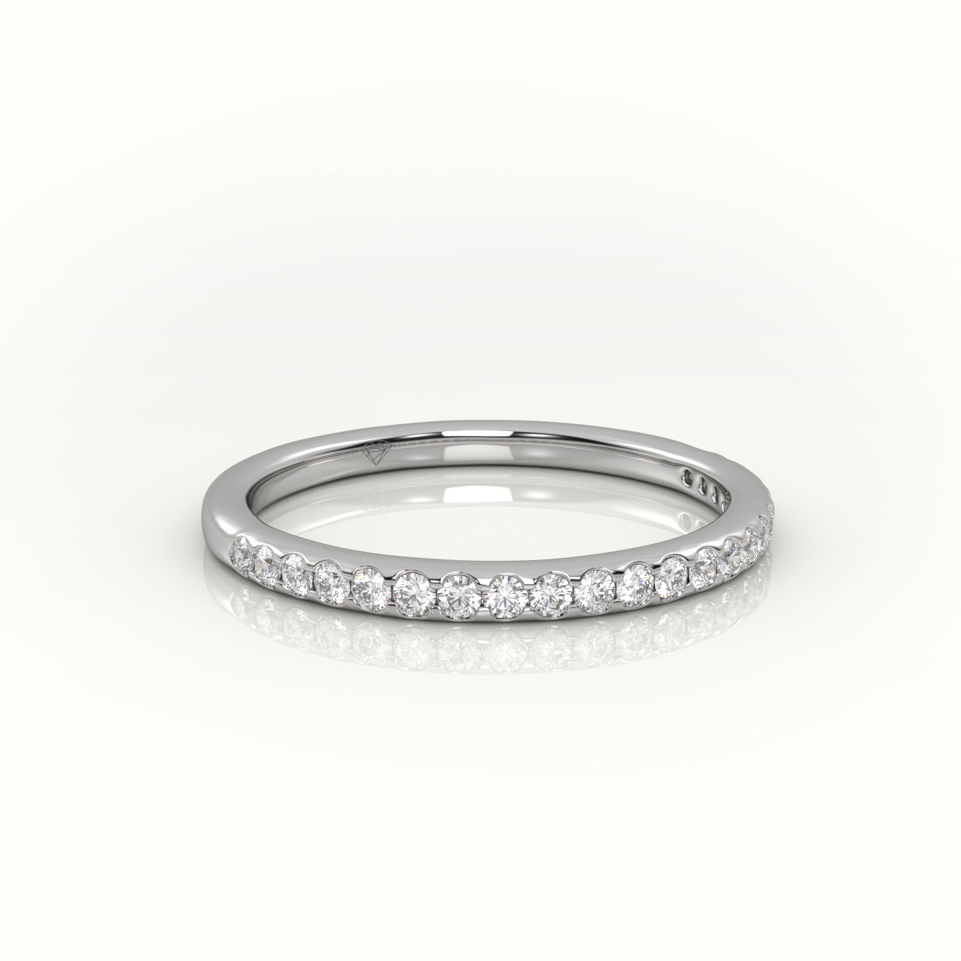 18k white gold  round cut diamonds scallop-setting eternity wedding band Photos & images