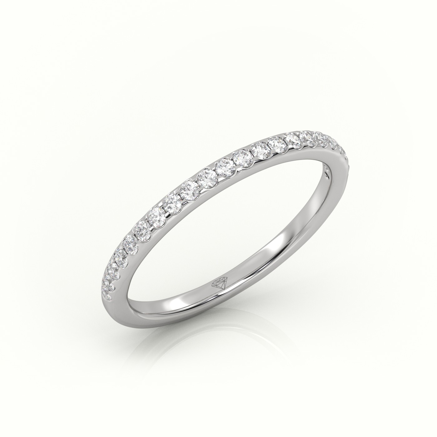 18k white gold  round cut diamonds scallop-setting eternity wedding band Photos & images