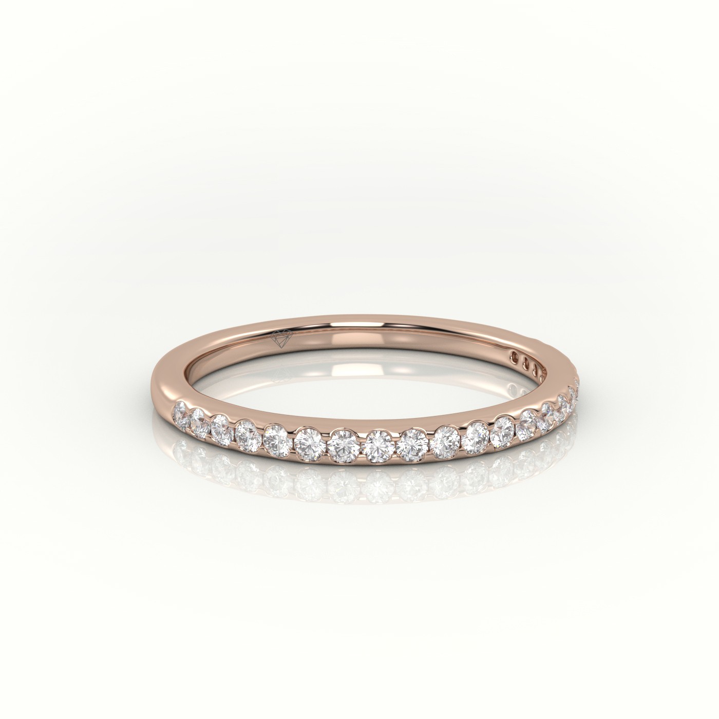 18k rose gold  round cut diamonds scallop-setting eternity wedding band Photos & images