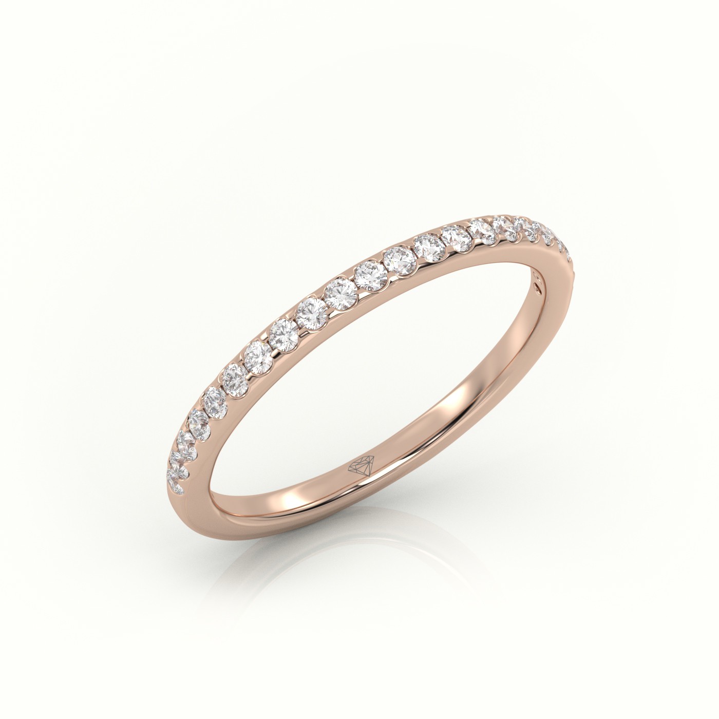 18k rose gold  round cut diamonds scallop-setting eternity wedding band Photos & images