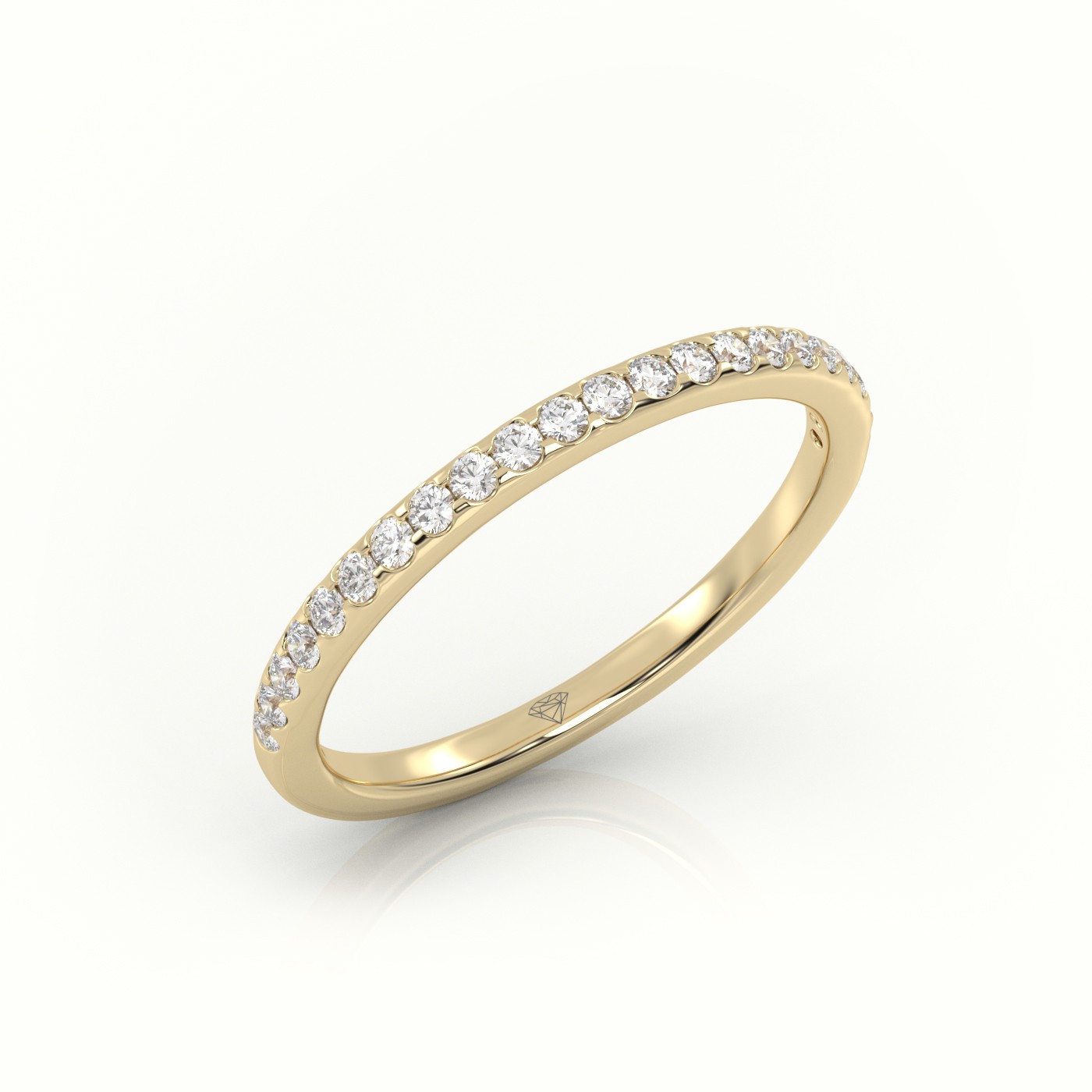 18k yellow gold  round cut diamonds scallop-setting eternity wedding band Photos & images