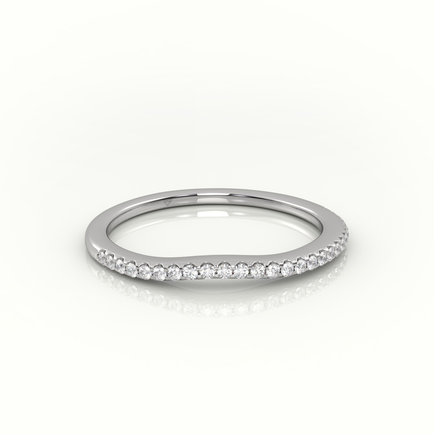 18k white gold  round cut diamonds v-shaped eternity wedding band Photos & images