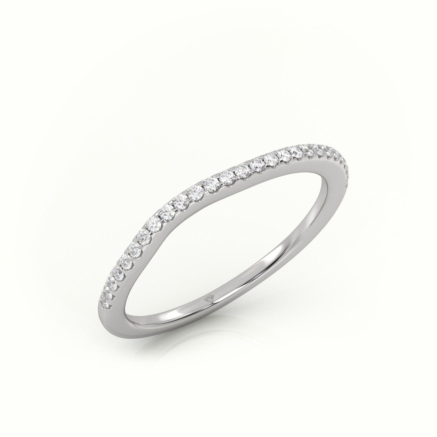 18k white gold  round cut diamonds v-shaped eternity wedding band Photos & images