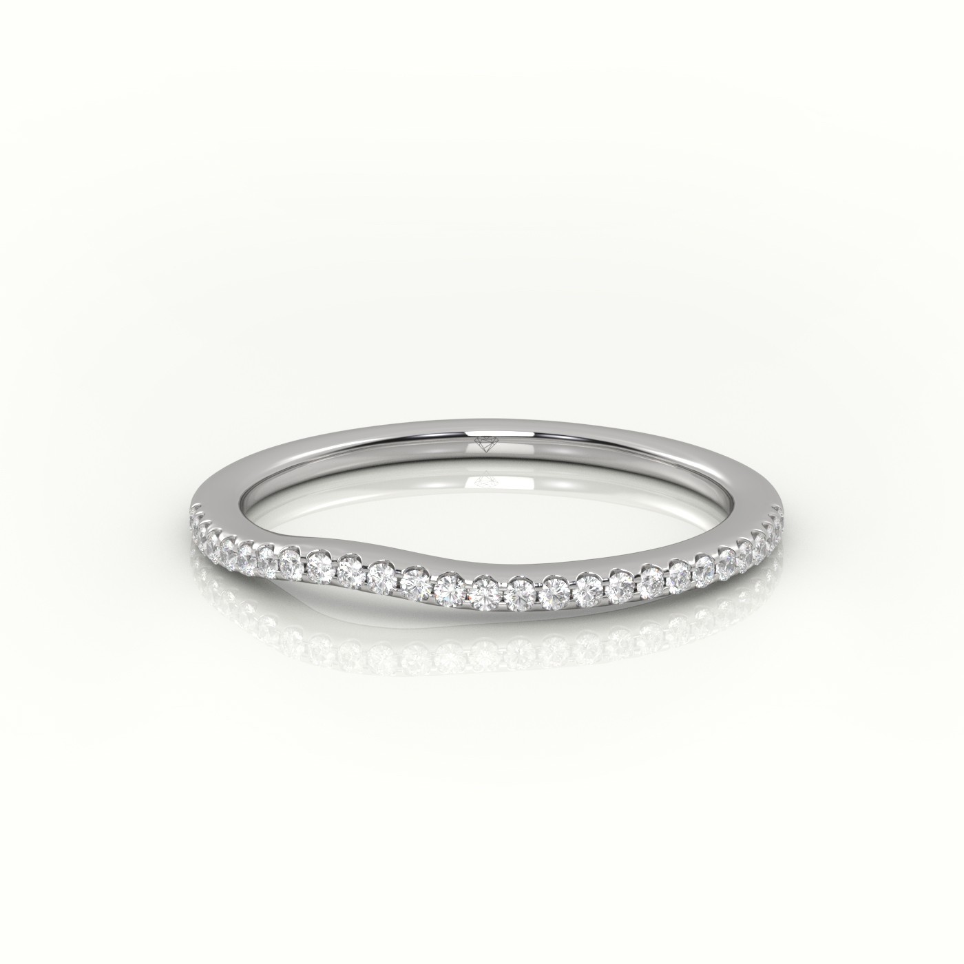 18k white gold  round cut diamonds v-shaped eternity wedding band