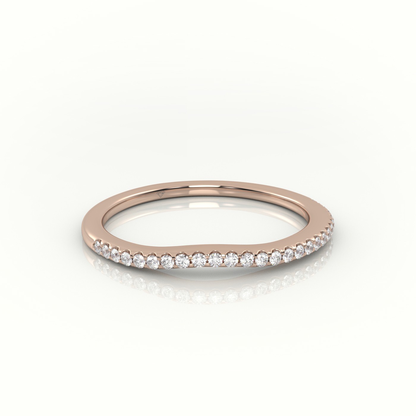 18k rose gold  round cut diamonds v-shaped eternity wedding band Photos & images