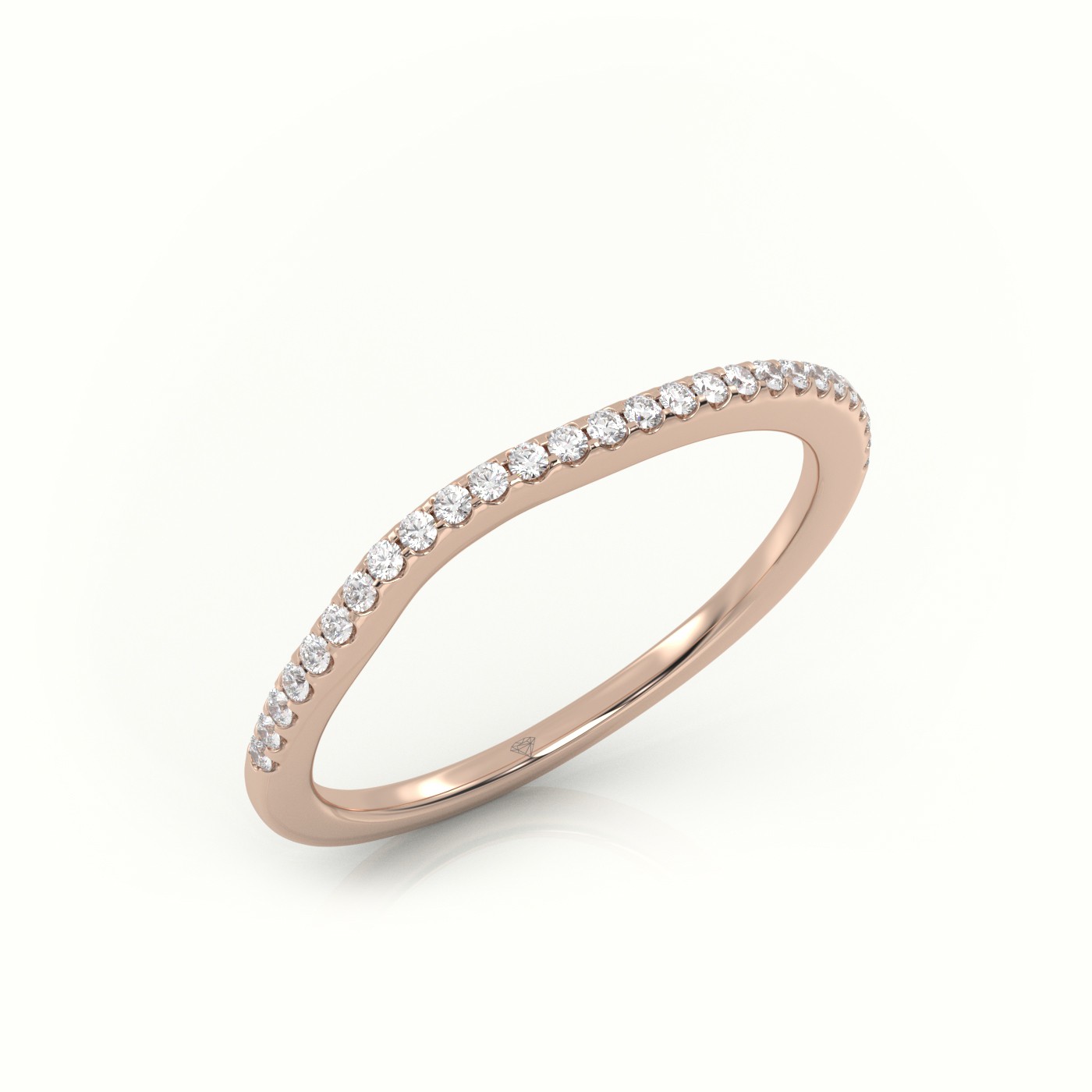 18k rose gold  round cut diamonds v-shaped eternity wedding band Photos & images