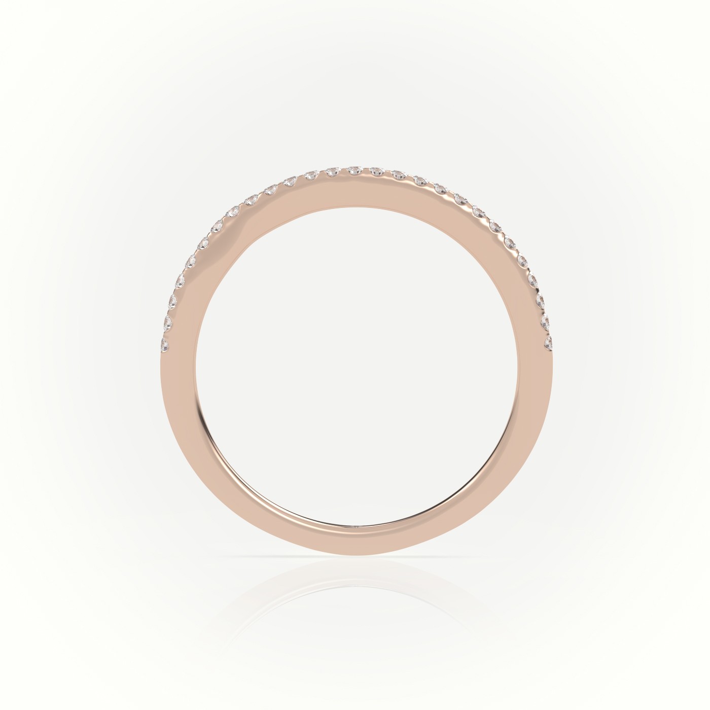 18k rose gold  round cut diamonds v-shaped eternity wedding band Photos & images