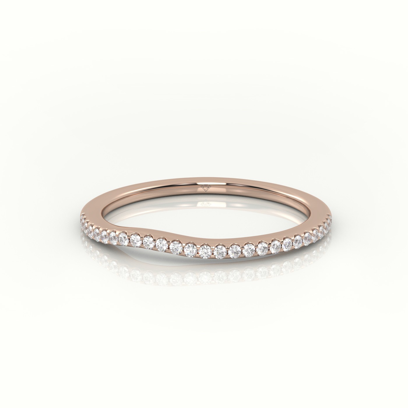 18k rose gold round cut diamonds v-shaped eternity wedding band