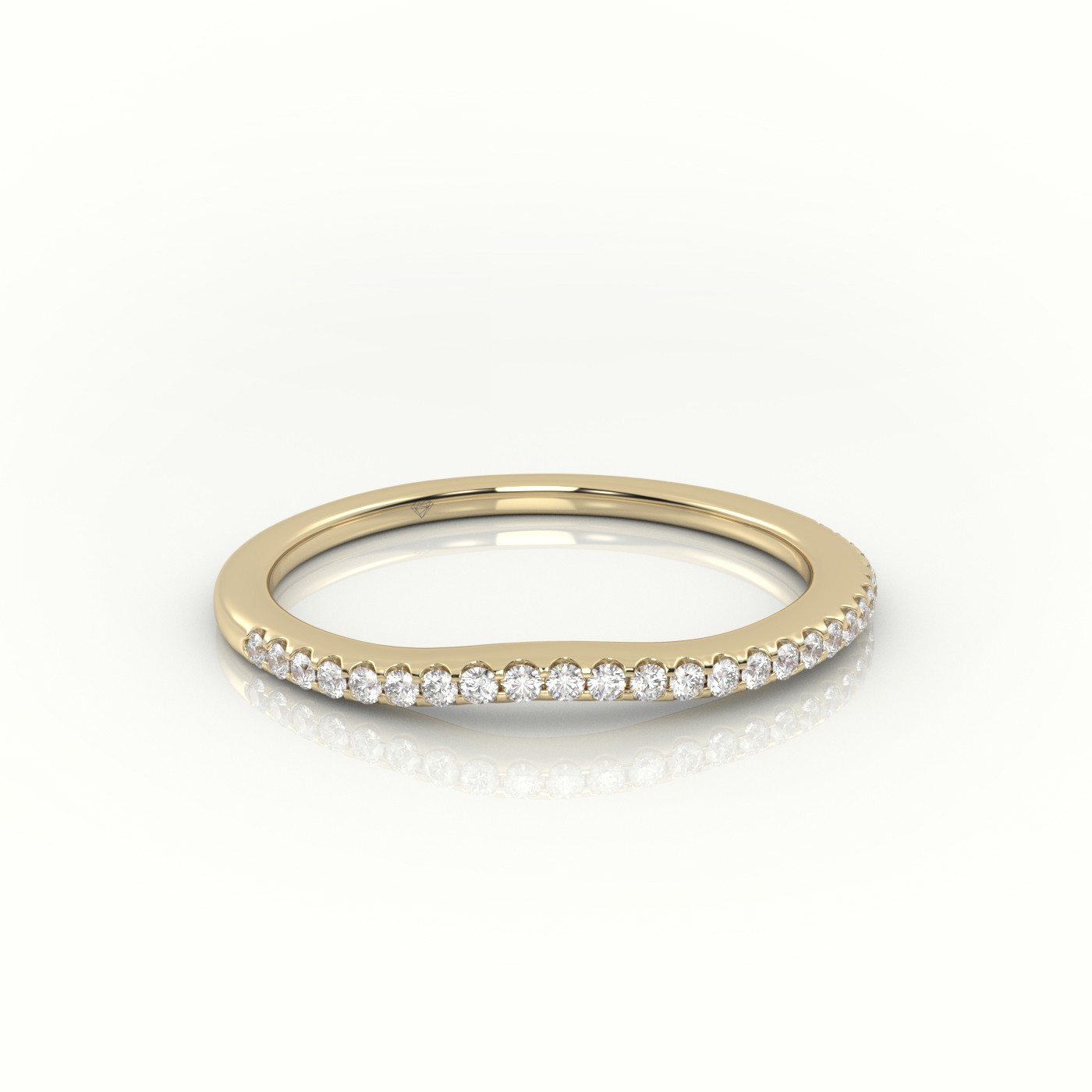 18k yellow gold  round cut diamonds v-shaped eternity wedding band Photos & images