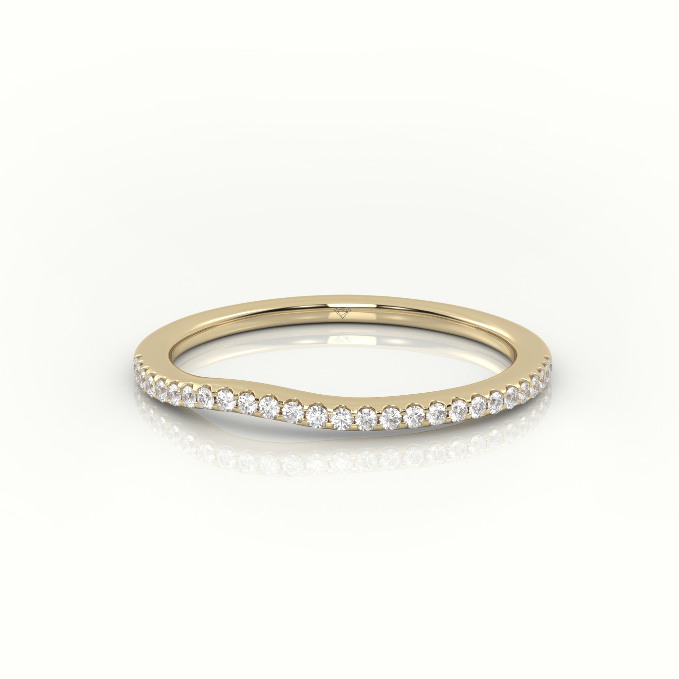 18k yellow gold  round cut diamonds v-shaped eternity wedding band