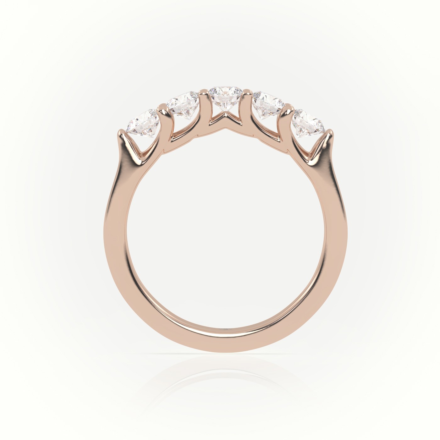 18k rose gold  round diamonds shared prongs half-eternity wedding band Photos & images
