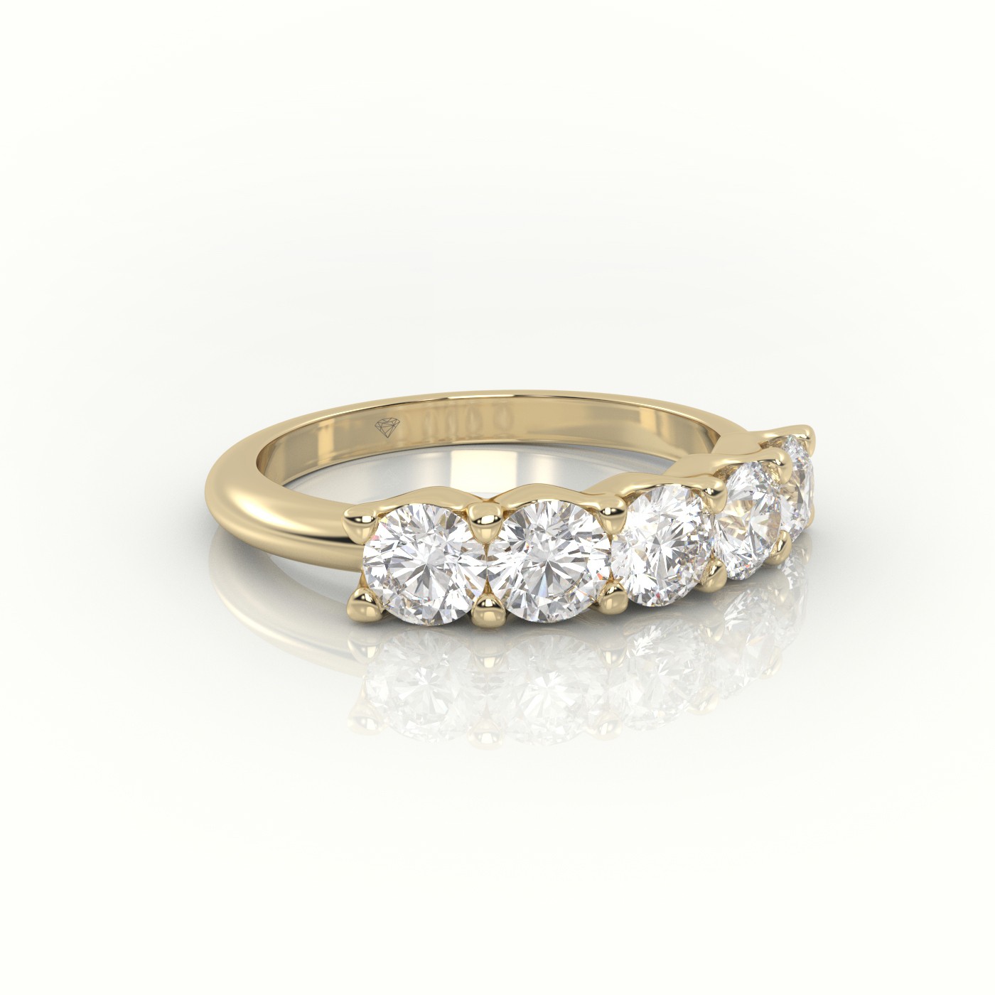 18k yellow gold  round diamonds scallop setting half-eternity wedding band Photos & images