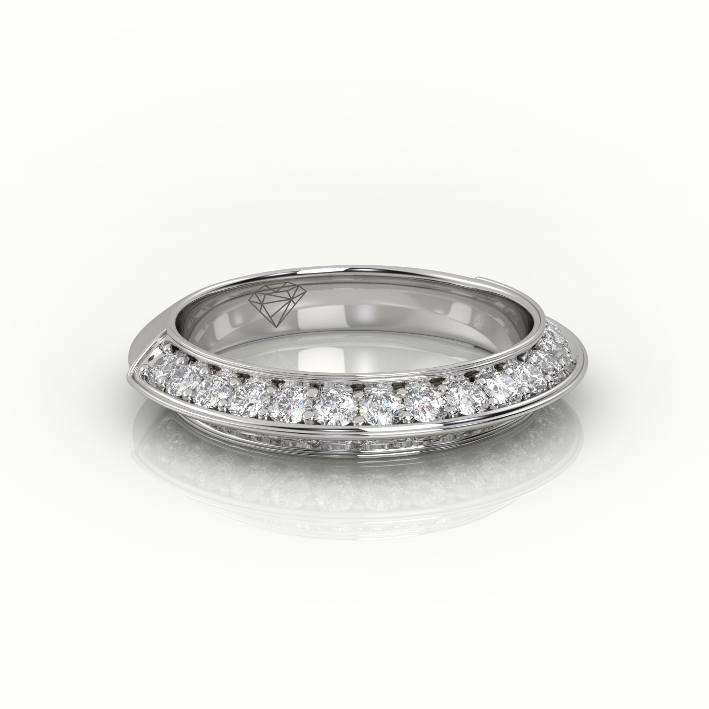 18k white gold  round cut diamond double channel setting eternity wedding band Photos & images