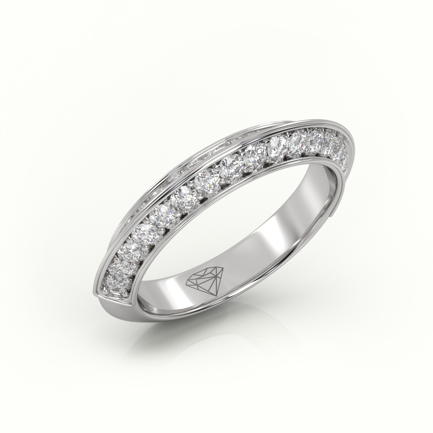 18k white gold  round cut diamond double channel setting eternity wedding band Photos & images