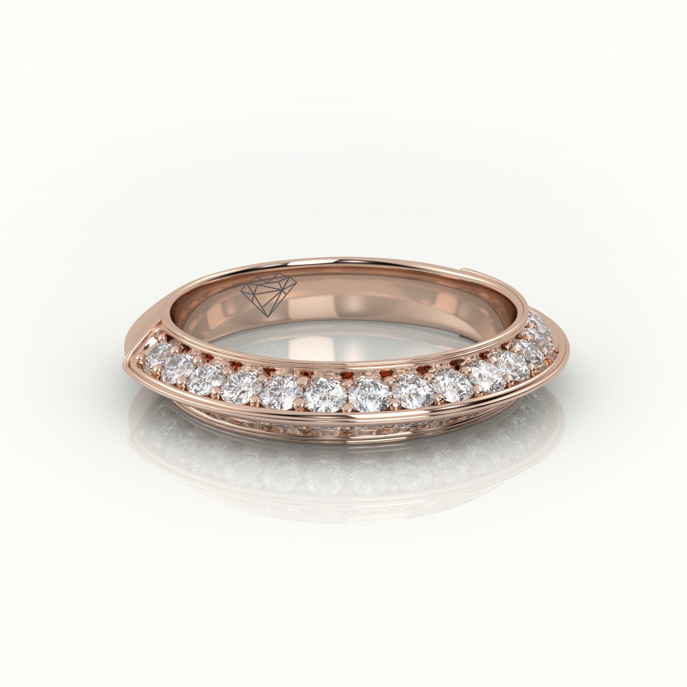 18k rose gold  round cut diamond double channel setting eternity wedding band Photos & images