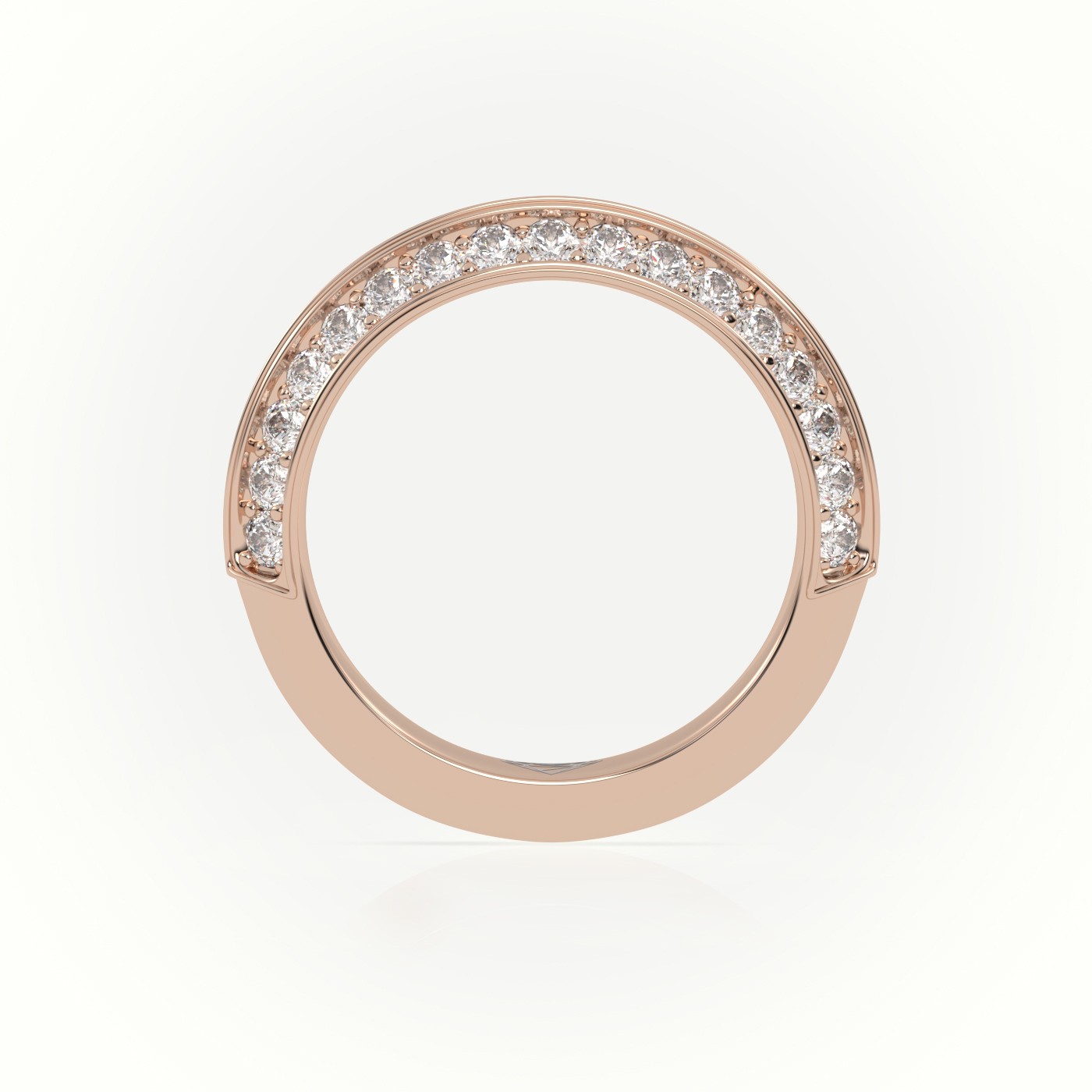 18k rose gold  round cut diamond double channel setting eternity wedding band Photos & images