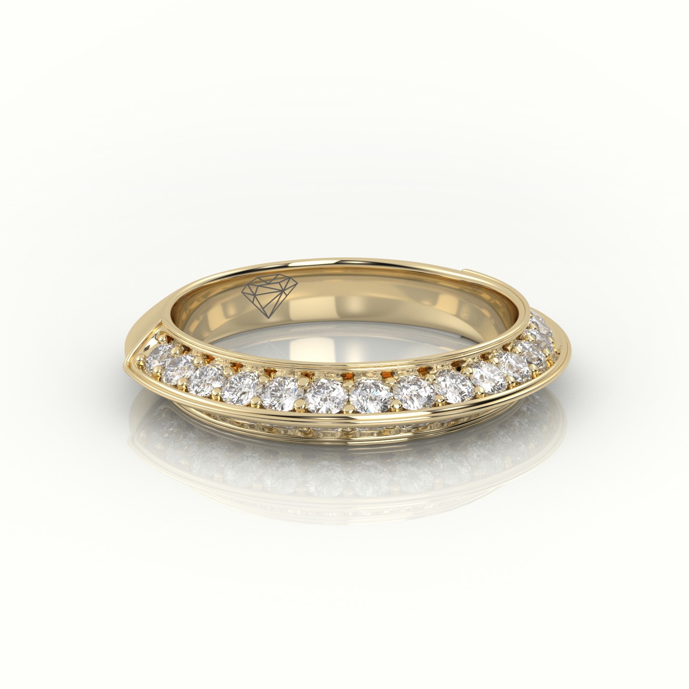 18k yellow gold  round cut diamond double channel setting eternity wedding band Photos & images