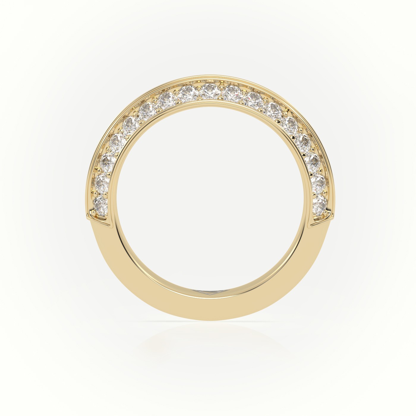 18k yellow gold  round cut diamond double channel setting eternity wedding band Photos & images