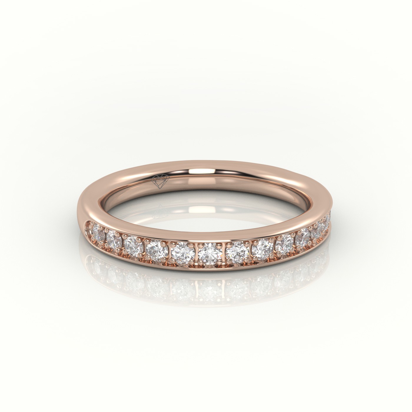 18k rose gold  round-cut diamonds channel setting eternity wedding band Photos & images